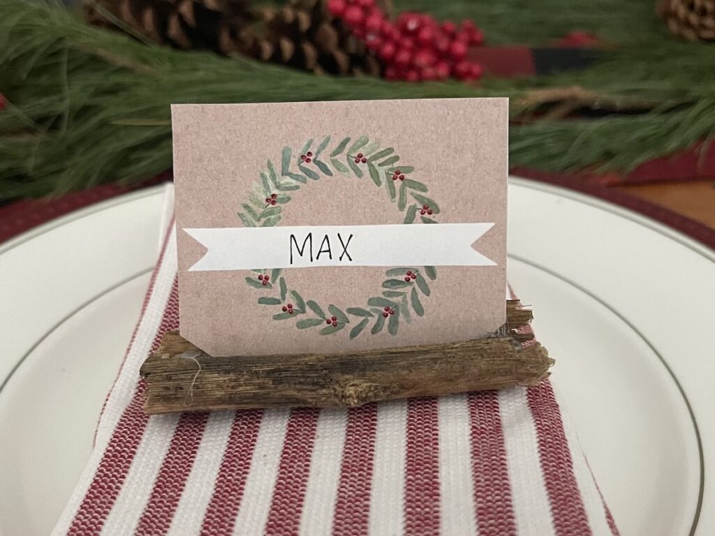 festive watercolor free printable christmas name place settings